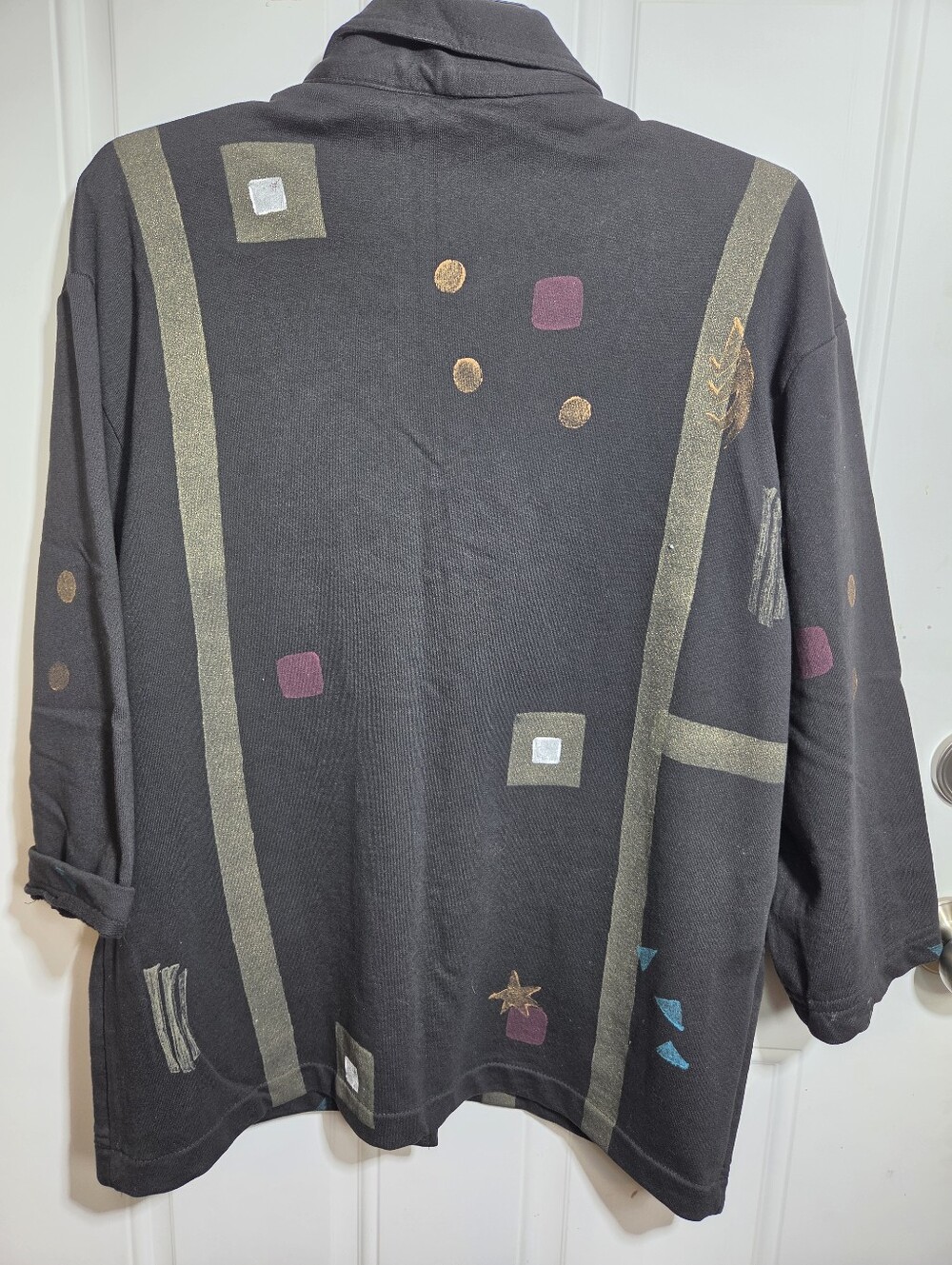 🎨 Vintage Play Alegre Hand Painted Cotton Jacket XL/ML | Black Art to Wear 🎨 - Picture 4 of 12